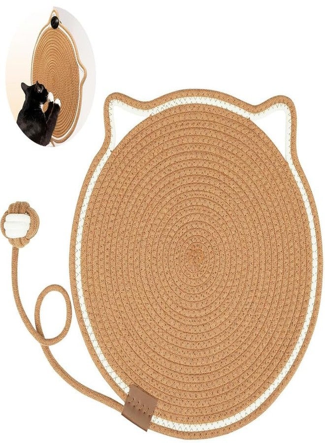 Stadash Cat Scratcher Mat Cotton Thread Round Scratch Pad with Catnip Ball, Wall Hanging Cat Scratch Board, Cartoon Claw Sharpening Pad for Indoor Cats, Furniture and Carpet Protector - Image 1